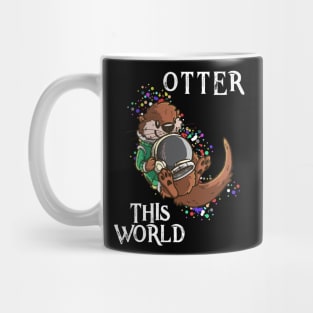 Otter This World T Shirt Pun | Cute Space Astronaut Gift Tee Mug